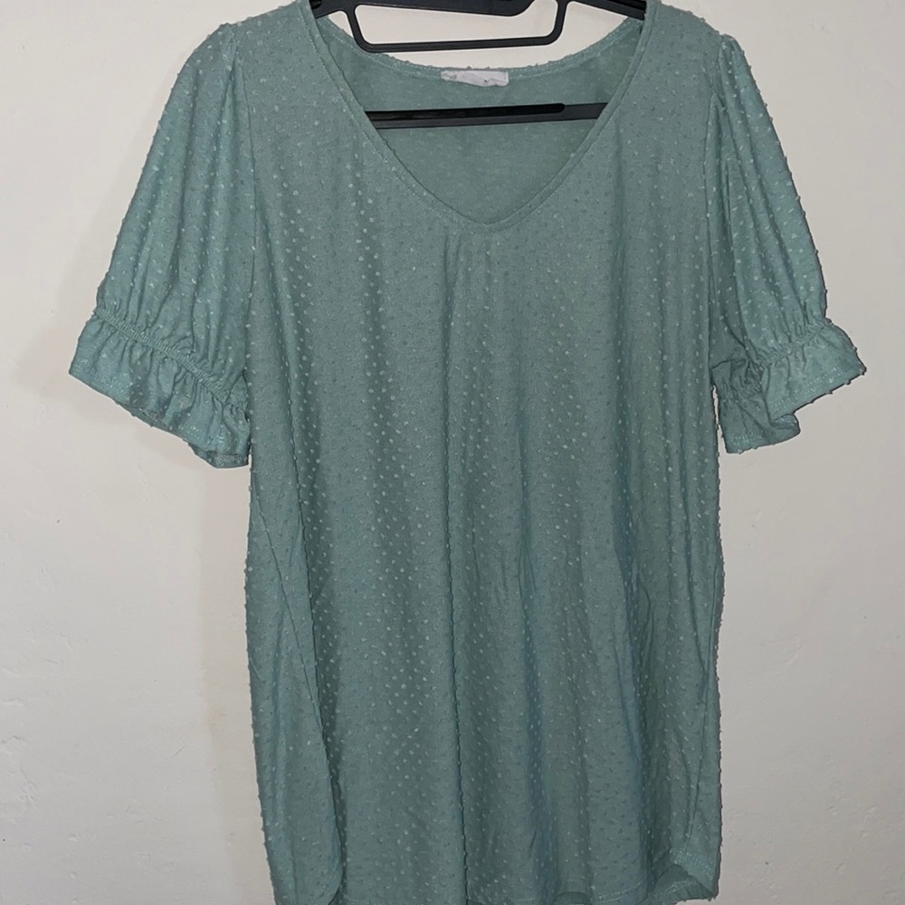 Polka Dot Ruffle V-Neck - Picture 3 of 6